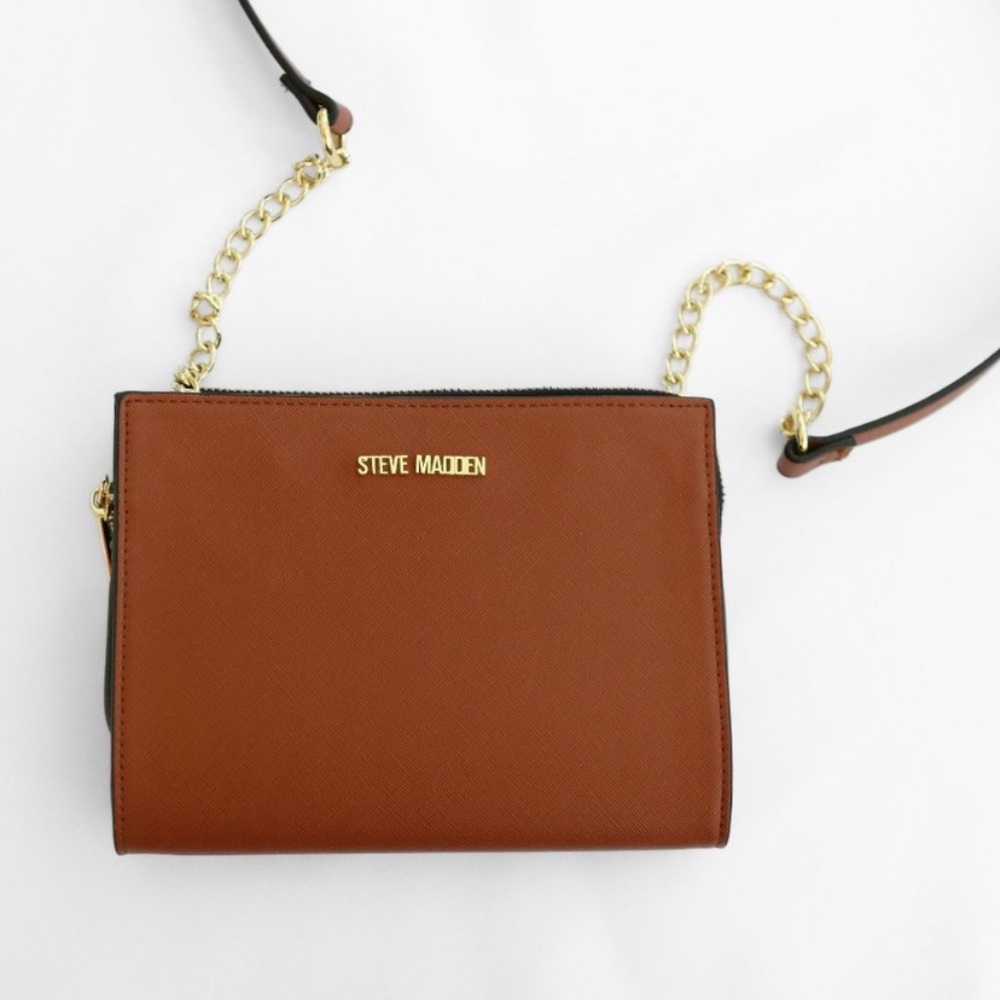 Steve Madden Brown Crossbody Bag with Golden Chain
